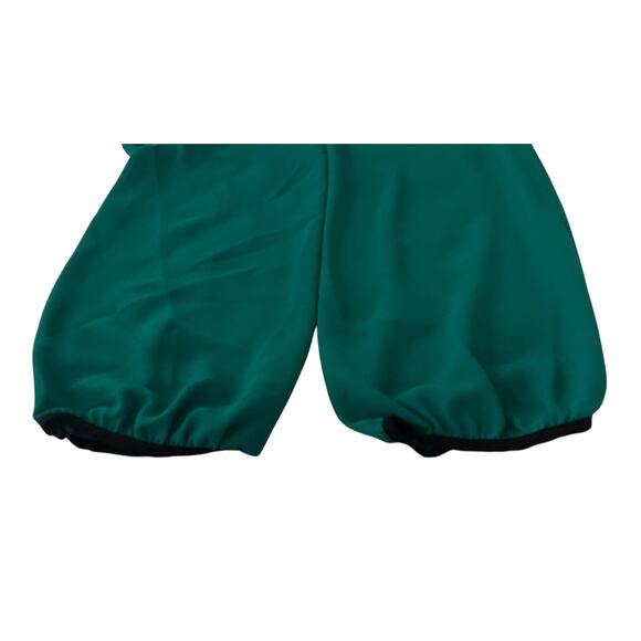 BCX 3/4 SLV PULL-OVER, RND NECKLINE SEMI-SHEER BLOUSE, WOMENS-L-GREEN/BLACK TRIM - Picture 8 of 12